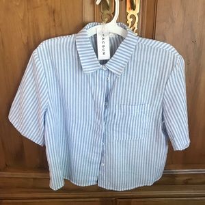Pacsun Blue Striped Button Down Short Sleeve Shirt